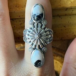 White Buffalo Turquoise Sterling Silver Ring Size 9